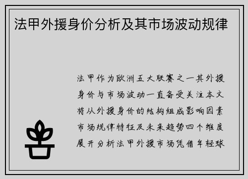 法甲外援身价分析及其市场波动规律